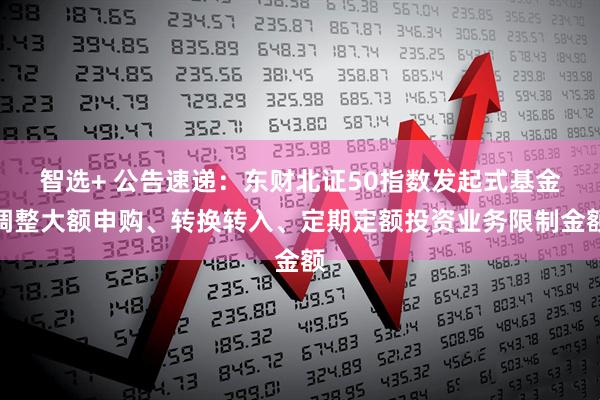 智选+ 公告速递：东财北证50指数发起式基金调整大额申购、转换转入、定期定额投资业务限制金额